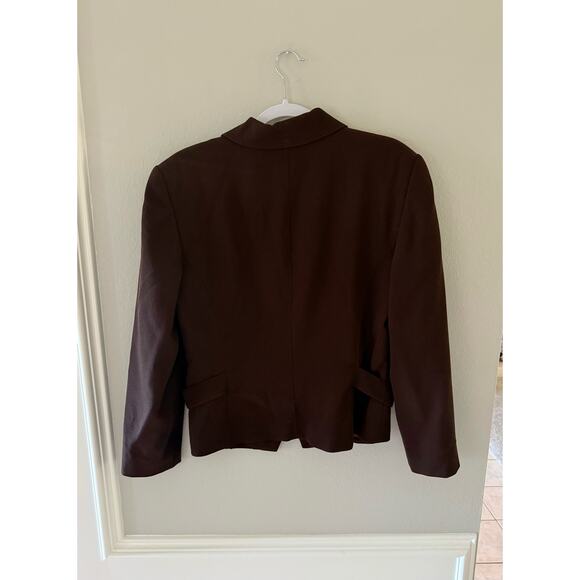 Dana Buchman Womens Brown Wool 4 Button Closure Jacket Blazer Size 14 - Picture 2 of 6